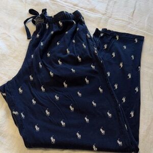 Ralph Lauren POLO Dark Blue Pajama Pants with white polo ponies all over